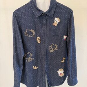 Hello Kitty Polkadot Denim Blouse with rhinestones and appliqués